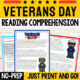 Veterans Day Reading Comprehension Worksheet-Printable and Editable