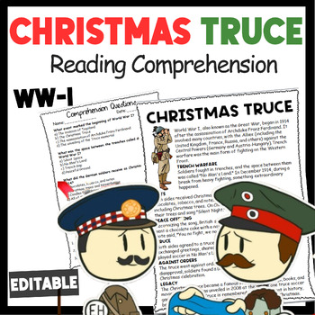 Christmas Truce During World War I Reading Comprehension Worksheet-Printable and Editable