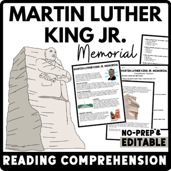 Martin Luther King Jr. Memorial Reading Comprehension Worksheet-Printable and Editable