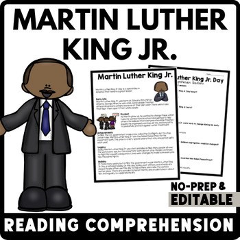 Martin Luther King Jr. Reading Comprehension Worksheet-Printable and Editable