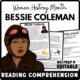 Women's History Month Bessie Coleman Reading Comprehension Worksheet-Printable and Editable