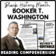 Black History Month Booker T. Washington Reading Comprehension Worksheet-Printable and Editable