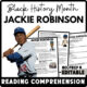 Black History Month Jackie Robinson Reading Comprehension Worksheet-Printable and Editable