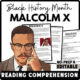 Black History Month Malcolm X Reading Comprehension Worksheet-Printable and Editable