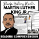 Black History Month Martin Luther King Jr. Reading Comprehension Worksheet-Printable and Editable