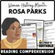 Women's History Month Rosa Parks Reading Comprehension Worksheet-Printable and Editable