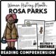 Women's History Month Rosa Parks Reading Comprehension Worksheet-Printable and Editable