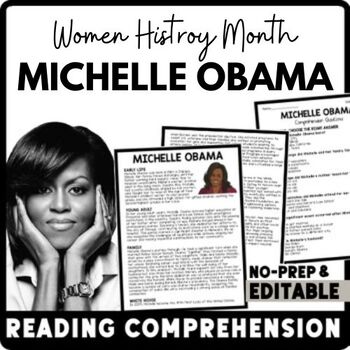 Women's History Month Michelle Obama Reading Comprehension Worksheet