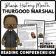 Black History Month Thurgood Marshall Reading Comprehension Worksheet-Printable and Editable
