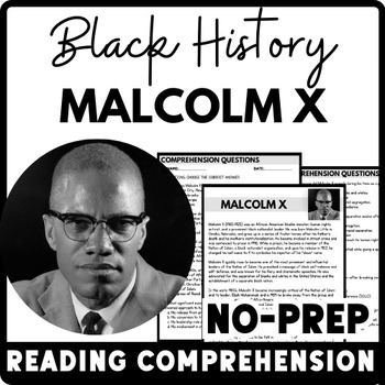 Black History Month Malcolm X Reading Comprehension Worksheet