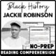 Black History Month Jackie Robinson Reading Comprehension Worksheet-Printable and Editable