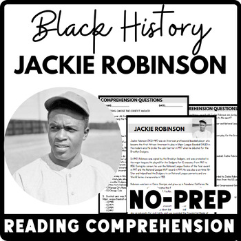 Black History Month Jackie Robinson Reading Comprehension Worksheet-Printable and Editable