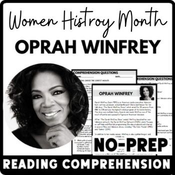 Women's History Month Oprah Winfrey Reading Comprehension Worksheet-Printable and Editable