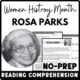 Women's History Month Rosa Parks Reading Comprehension Worksheet-Printable and Editable