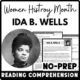 Women's History Month Ida Bell Wells Reading Comprehension Worksheet