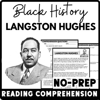 Black History Month Langston Hughes Reading Comprehension Worksheet-Printable and Editable