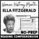 Women's History Month Ella Fitzgerald Reading Comprehension Worksheet-Printable and Editable