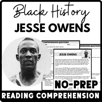 Black History Month Jesse Owen Reading Comprehension Worksheet-Printable and Editable