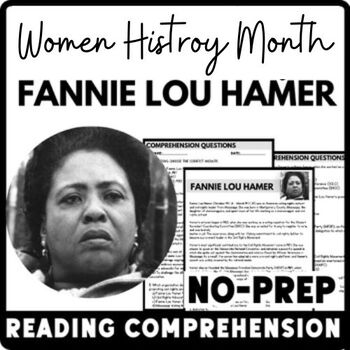 Women's History Month Fannie Lou Hamer Reading Comprehension Worksheet-Printable and Editable