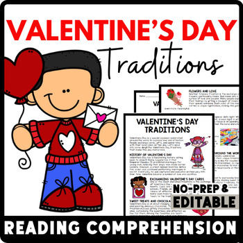 Valentine's Day Reading Comprehension Worksheet-Printable and Editable