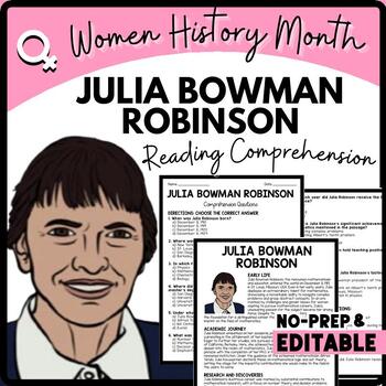 Women's History Month Julia Robinson Reading Comprehension Worksheet-Printable and Editable