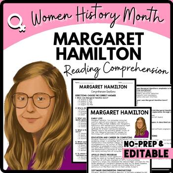 Women's History Month MARGARET HAMILTON Reading Comprehension Worksheet-Printable and Editable