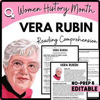 Women's History Month VERA RUBIN Reading Comprehension Worksheet-Printable and Editable