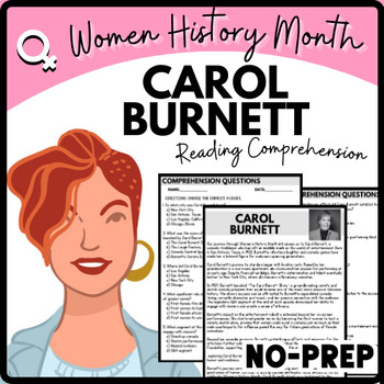 Women's History Month Carol Burnett Reading Comprehension Worksheet-Printable and Editable