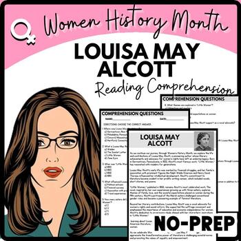 Women's History Month LOUISA MAY ALCOTT Reading Comprehension Worksheet-Printable and Editable