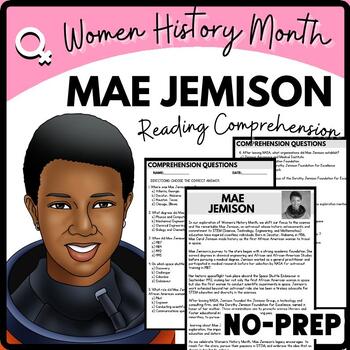 Women's History Month MAE JEMISON Reading Comprehension Worksheet-Printable and Editable