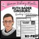 Women's History Month RUTH BADER GINSBURG Reading Comprehension Worksheet-Printable and Editable
