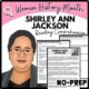 Women's History Month SHIRLEY ANN JACKSON Reading Comprehension Worksheet-Printable and Editable