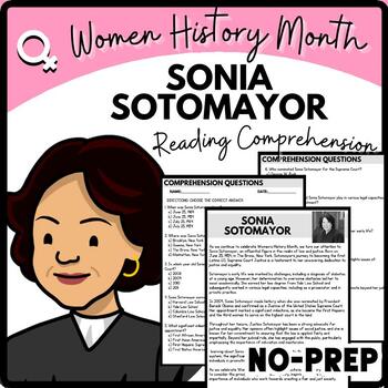 Women's History Month SONIA SOTOMAYOR Reading Comprehension Worksheet-Printable and Editable