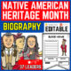 Native American Heritage Month Biography - Bulletin Board Craft - March